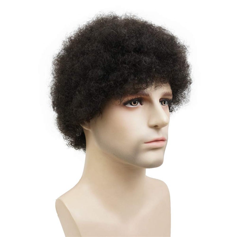 Aimole Afro Short Curly Wigs 100% Human Hair Wig for Black Women or Men African American Full Wig (1B) - Image 3